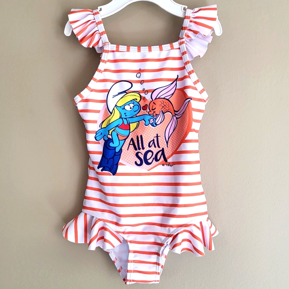 Striped Smurfette one piece swimsuit